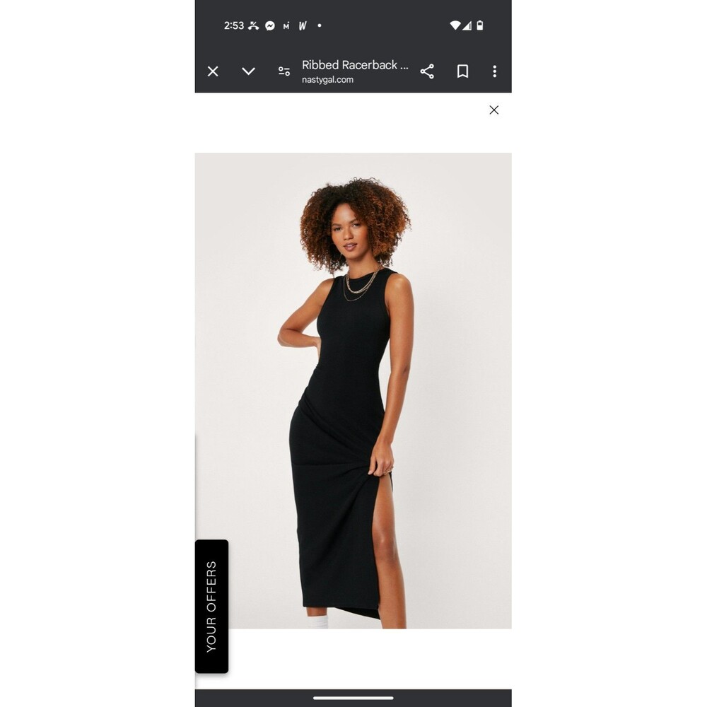 Nasty Gal Ribbed Racerback Split Hem Midi Dress Size 4